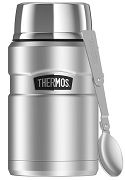 Oryginalny Termos obiadowy na jedzenie Thermos KING 0,7 L z łyżką, srebrny