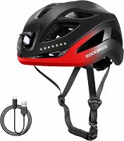 Kask rowerowy Rockbros ZK-077 z zintegrowanym oświetleniem 360°, black red