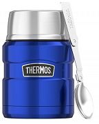 Oryginalny Termos obiadowy  na jedzenie z łyżką Thermos King 470ml, niebieski