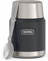 Termos na jedzenie z składaną łyżką i kubkiem Thermos ICON 470 ml - granit