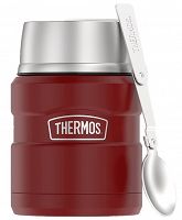 Oryginalny Termos obiadowy  na jedzenie z łyżką Thermos King 470ml, rustic red