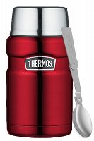 Oryginalny Termos obiadowy na jedzenie Thermos KING 0,7 L z łyżką, czerwony