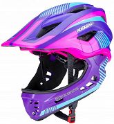 Kask rowerowy Rockbros TT-32SBPP-S dziecięcy z odpinaną szczęką - S (48-54 cm) - fioletowo-różowy