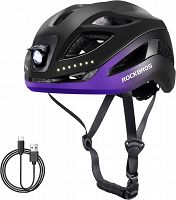 Kask rowerowy Rockbros ZK-077 z zintegrowanym oświetleniem 360°, black purple