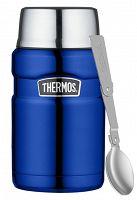 Oryginalny Termos obiadowy na jedzenie Thermos KING 0,7 L z łyżką, niebieski