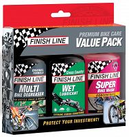 Zestaw Finish Line Premium Bike Care- olej Cross Country, odtłuszczacz, środek do mycia