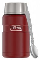 Oryginalny Termos obiadowy na jedzenie Thermos KING 0,7 L z łyżką, rustic red