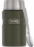 Oryginalny Termos obiadowy na jedzenie Thermos KING 0,7 L z łyżką, zieleń wojskowa